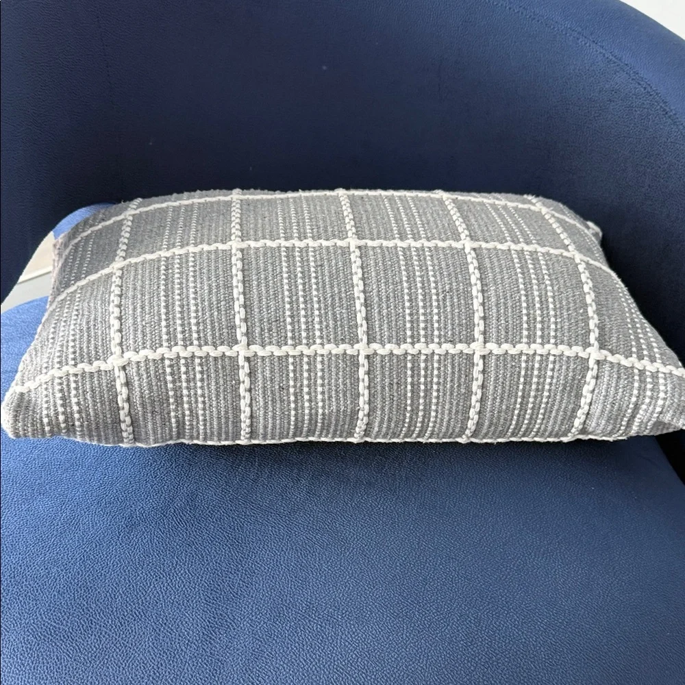 Gray and White Decorative Lumbar Pillow